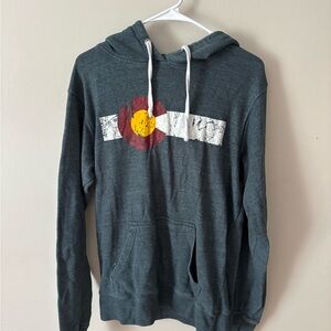 J. America Gray and Red Hoodie with Colorado Flag
